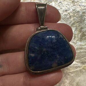 Vintage 925 sterling silver sodalite calmness stone pendant
